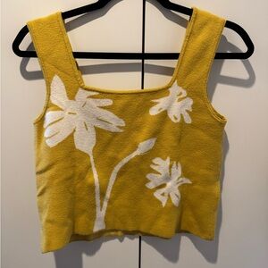 RIHOAS Yellow Floral Crop Top